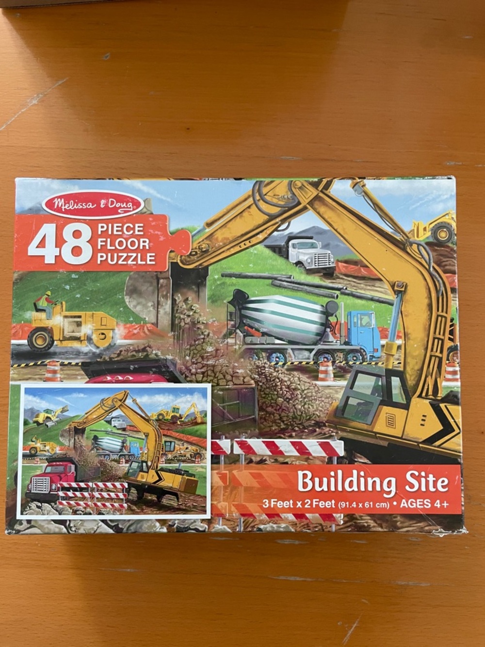Melissa & Doug Building Site Puzzle with Yellow Excavator and Red Truck
